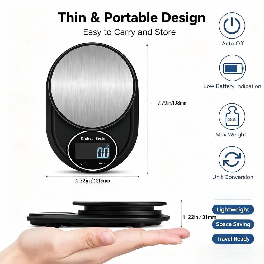 2KG 0.1g 미니 휴대용 디지털 주방 저울, 원형  - Electronics & Gadgets Starting With C 리뷰 및 가격